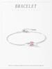 S925 Sterling Silver Cherry Blossom Pink Sugar Cube Bracelet - Women's Korean Simple Versatile Design