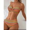 Costumi da Bagno Bikini Stampati Laccetti Laterali Cut Out Vita Alta Sgambati Due Pezzi Costume da Bagno Donna Senza Schiena Costumi da Bagno