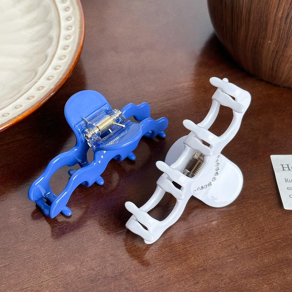 Stylish Korean Acetate Medium Wave Hair Clip With Gemstone Accents For Updos Chic