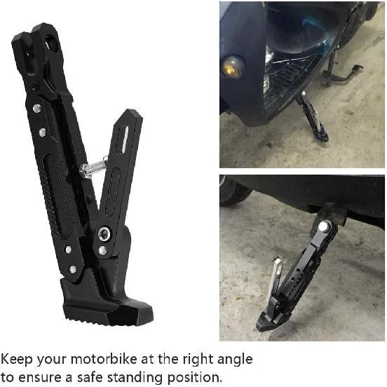Qiilu Motorcycle Side Stand, Frames and Fittings, Crutches, Motorcycle Accessories, Side Support Bracket for Adjustable CNC Tripod Foot