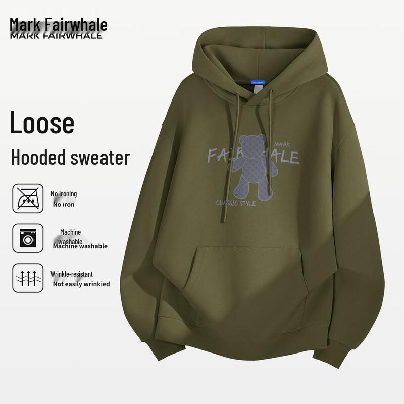 Mark Fairwhale Men's 2025 Bear Graphic Loose Hoodie