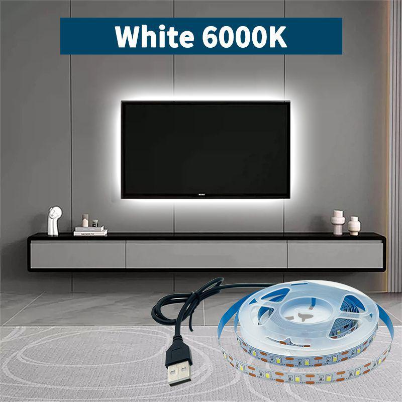 USB TV LED Ambient Light Strip, 5V Warm Backlight with Self-Adhesive, Universal Computer Interface