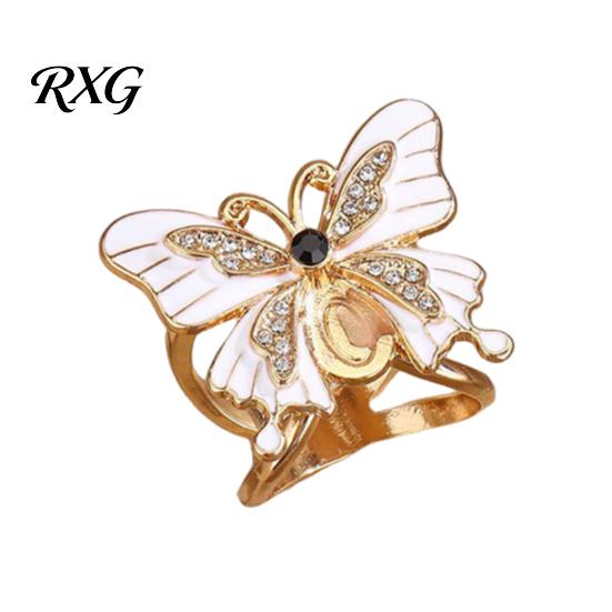 Enamel Butterfly Scarf Ring Ring, Sparkling Rhinestone Slide Retro Elegant Wrap Holder for Women Neckerchiefs Scarves Shirts Buckle