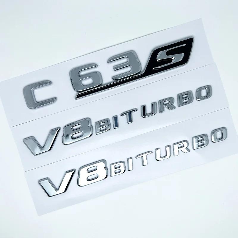 Letras de Logo C63S Negras 3D Insignia V8 BITURBO Pegatina Trasera de Estrella para Coche Maletero Emblema AMG Para Mercedes Benz AMG W205 C205 Accesorios