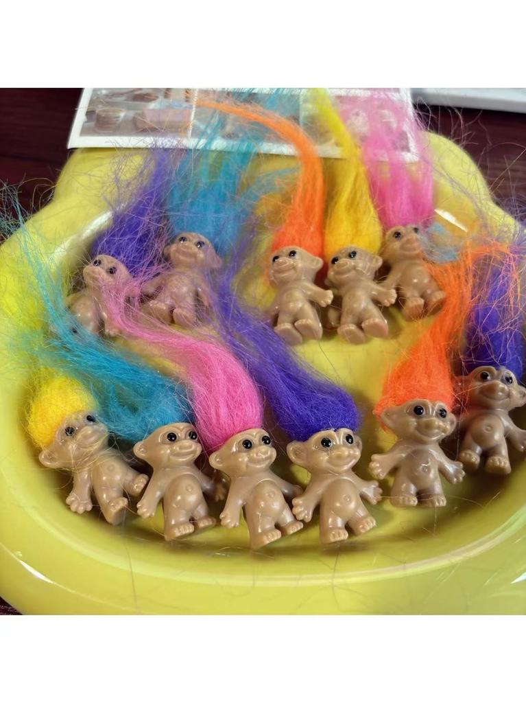 510 Stück Mini Trolls Puppen Anime Actionfigur Buntes Haar Sammlung von Familienmitgliedern Modellfiguren Spielzeug für Kinder