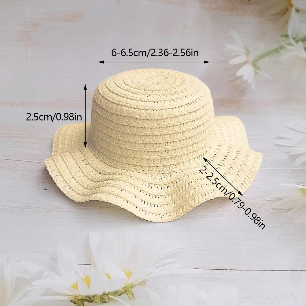 Wavy Edge Cute Straw Hat BJD Straw Hat Pet Hat Cotton Baby Hat Mini Hat Doll Hat Toy Hat Small Hat