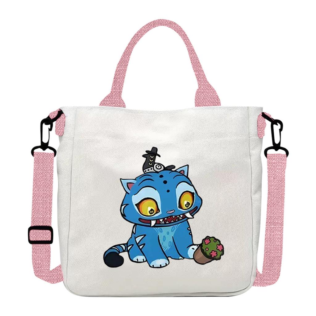 Group Canvas Bag Cartoon Little Illustration Student Collection Handbag Crossbody Shopping Bag