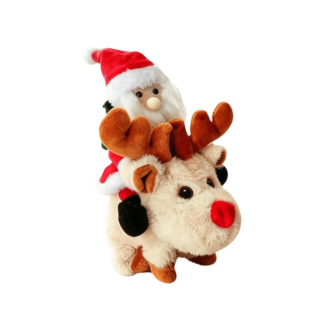 Musical Santa Riding Reindeer Toy Animated Musical Electric Xmas Ornament  Home Display
