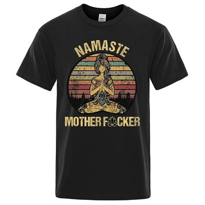 Vintage Namaste matka wyraźna śmieszna koszulka T koszula męska Tshirt Wome koszulki bawełniane topy luźne krótkie rękawy odzież ponadgabarytowa