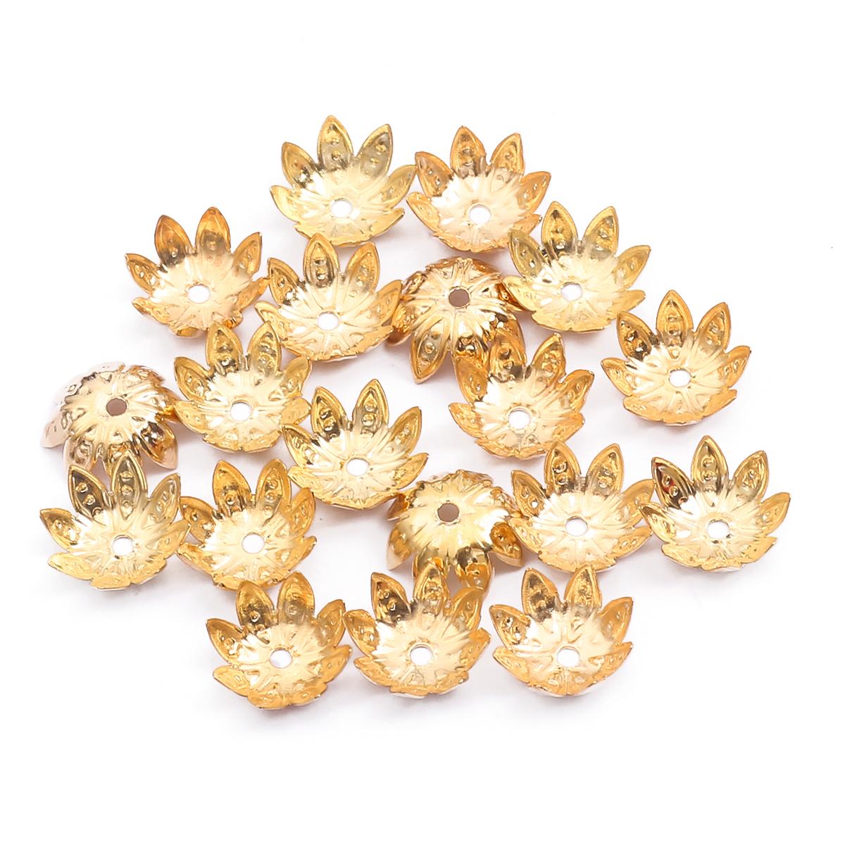 

100 шт., металлические свободные прокладки с цветком лотоса, подвески с коническим концом, бусины, крышка, филигрань, для самостоятельного изготовления ювелирных изделий 10mm