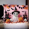 MOON.QG Pink Ghost Halloween Backgrounds For Photographs Pumpkin Witch Hats Castle Backdrops Poster Photozone Studio Photo Booth