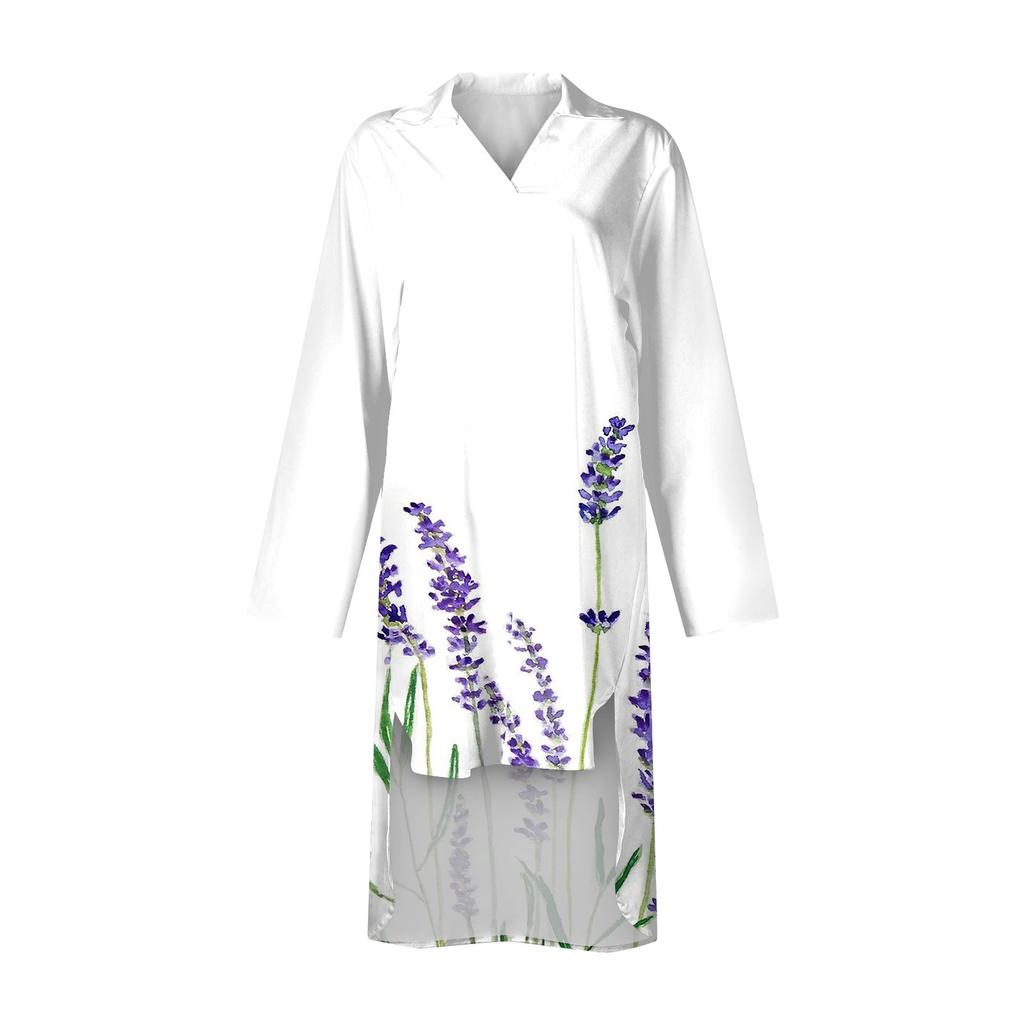 Women Summer Bohemian Dress Casual Print Shirt Dress For Women Fashion Long Sleeve Beach Hawaiian Cover Ups Dresses Clubwear Button Down