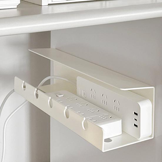 Office Desk Cable Organizer Box Under-Desk Router Power Strip Holder Wire Management Holder No Drilling Adhesive Cord Storage Container