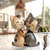 1pc  2D Flat Print - Handmade Kitten Couple Wooden Sculpture, Charming 2D Gift for Cat Lovers