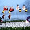 Solar Christmas Lawn Light Outdoor Lighted Santa Claus Garden Stake Metal Snowman Sign with Solar Lantern Waterproof Xmas Decor