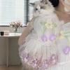 Dünnes Netz Katzen Geschirr Aufgeblasster Rock Leichtes Haustier Ärmelloses Kleid Niedliches Hund Prinzessin Kleid Partykleidung