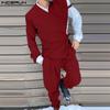 INCERUN Two Pieces Outfits Men One Shoulder Shirt Long Bandage Harem Pants Sets