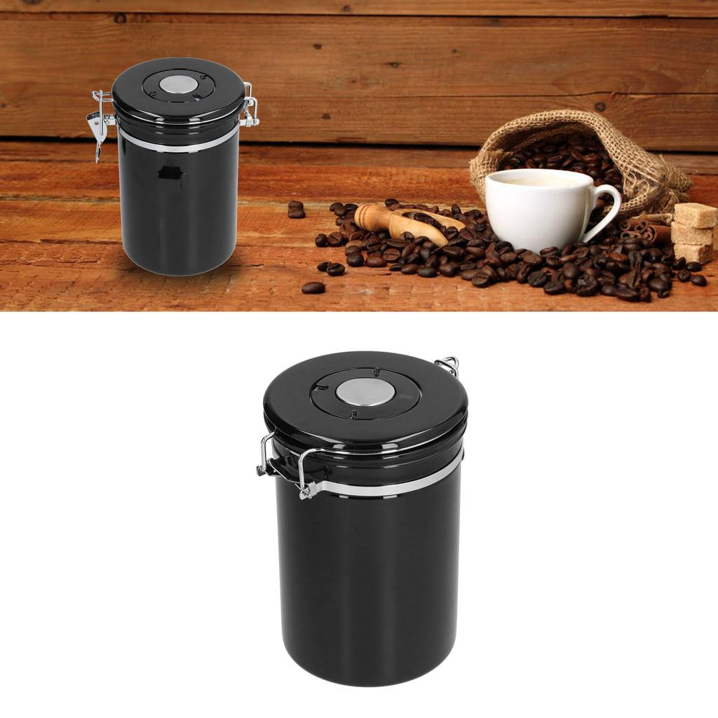 Stainless Steel Coffee Canisters with Calendar Wheel Exhaustable Coffee Jar for Home Coffee Shop