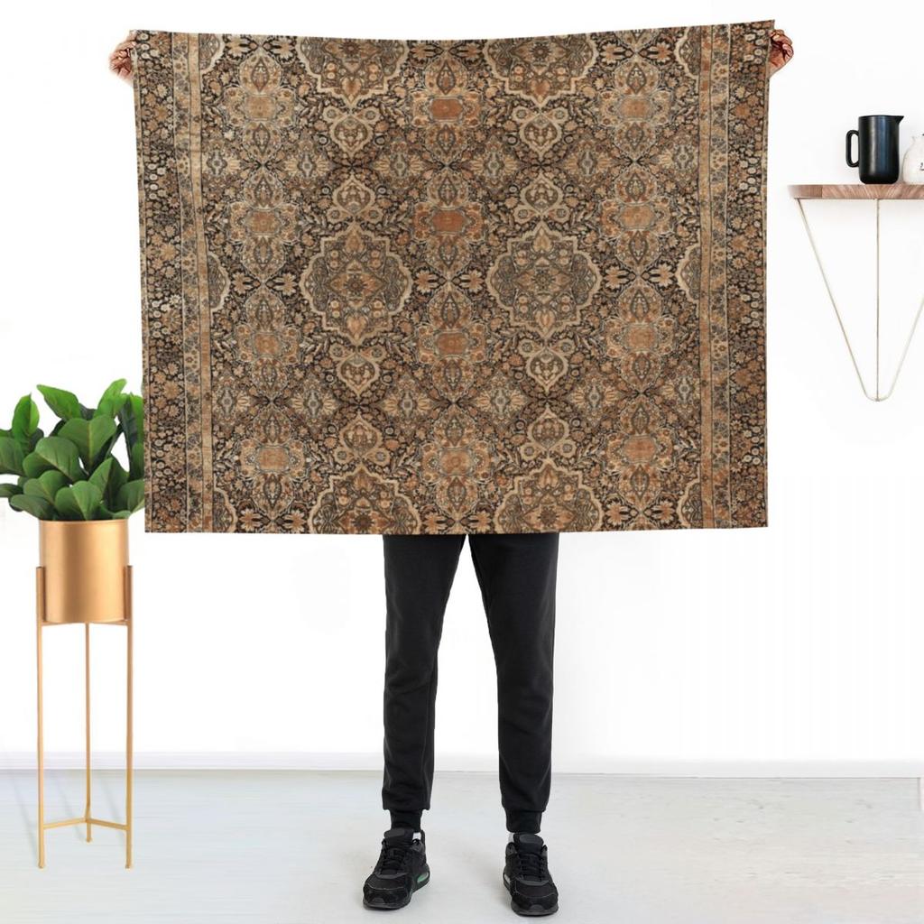 Antique Persian Kirman Rug Print Throw Blanket Luxury St Plush Decorative Sofa Wednesday Decorative Beds Camping Blankets