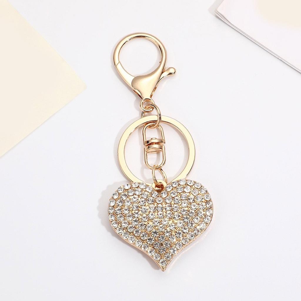 Sparkling Heart Keychain With Full Rhinestone Elegant Design Alloy Keyring Pendant For Gifts And Daily Use