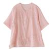 DIMANAF 2026 Große Größen Sommer Damen T-Shirts Lässige Damen Tops Tunikahemd Stickerei Floral Oversize Lockere T-Shirts