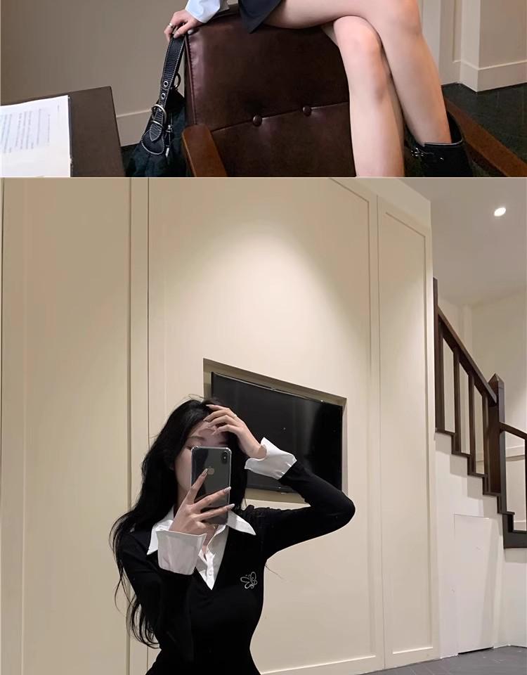 Korean Fashion Faux Two-Piece Shirt Dress – Chic Autumn/Winter Style with Unique Design and Short Skirt for Women