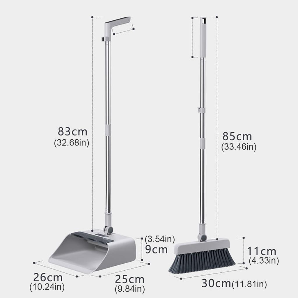 Broom and Dustpan Set Self-Cleaning Teeth Design Broom Shovel Set for Home Office Indoor Outdoor Sweeping
