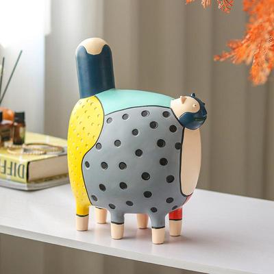 Buntes abstraktes Punkt-Katzen-Ornament - Moderne minimalistische Dekoration für Zimmer oder TV-Schrank