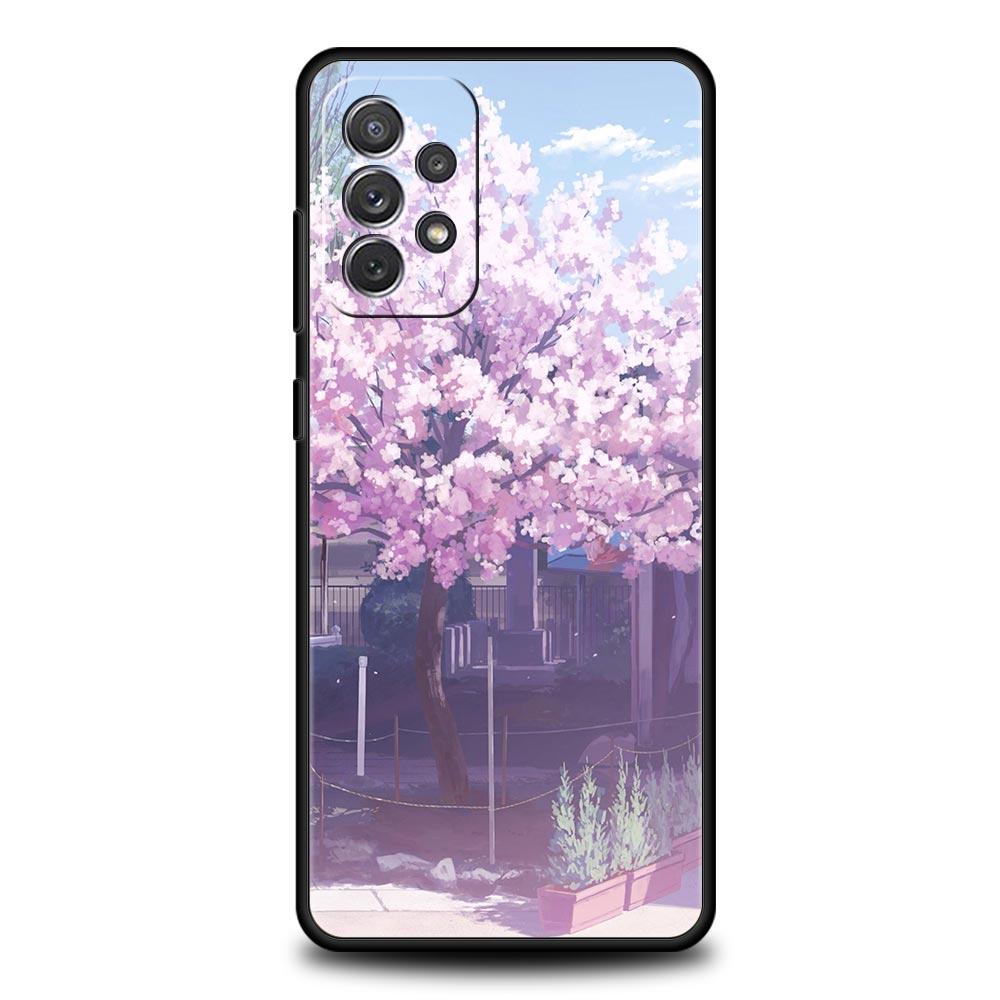 Cherry Blossoms Traint Moun Fuji Case For Samsung A13 A51 A71 A41 A31 A21S A11 A01 A03S A12 A32 A52 A22 A23 A33 A53 A73 5G Cover