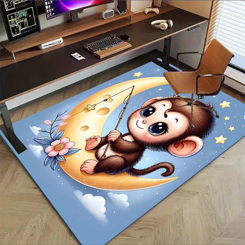 1PC Monkey Star Non-Slip Floor carpet, suitable for Office, bedroomand playrooms. It can also be used as a sofa footrest cover-T82