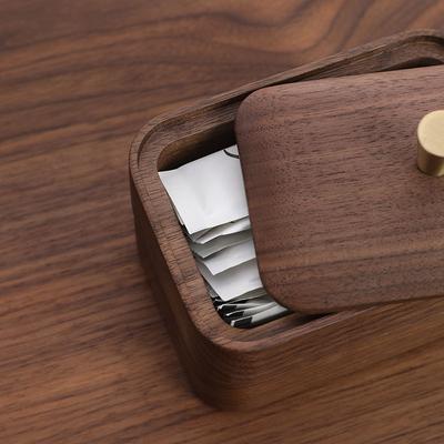 Creative Black Walnut Dental Floss Storage Box Solid Wood Nordic High-end Home Desktop Toothpick Holder Cotton Swab Box