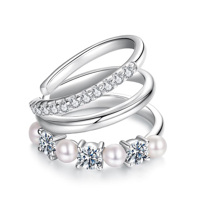 

BAMOER Моно 3-слойный Моссанит Ушной Кафф 925 Проба Серебро Пресноводная Жемчужина Серьга-клипса для Женщин Подростков Оригинальные Элегантные Украшения