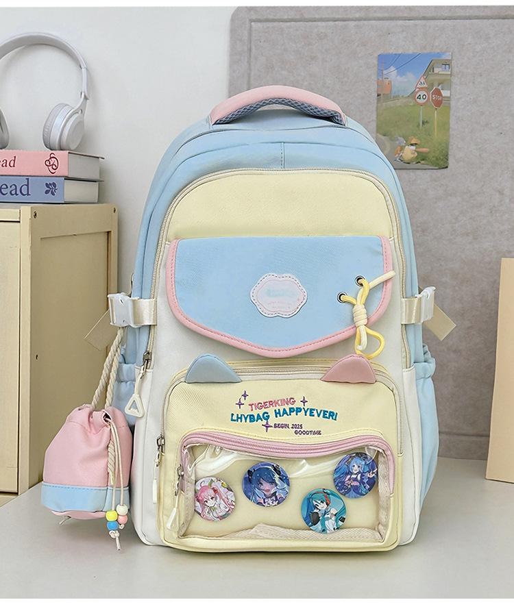 The Korean version of the schoolbag is fresh and painful, and the large-capacity female high school student campus has multiple compartments.