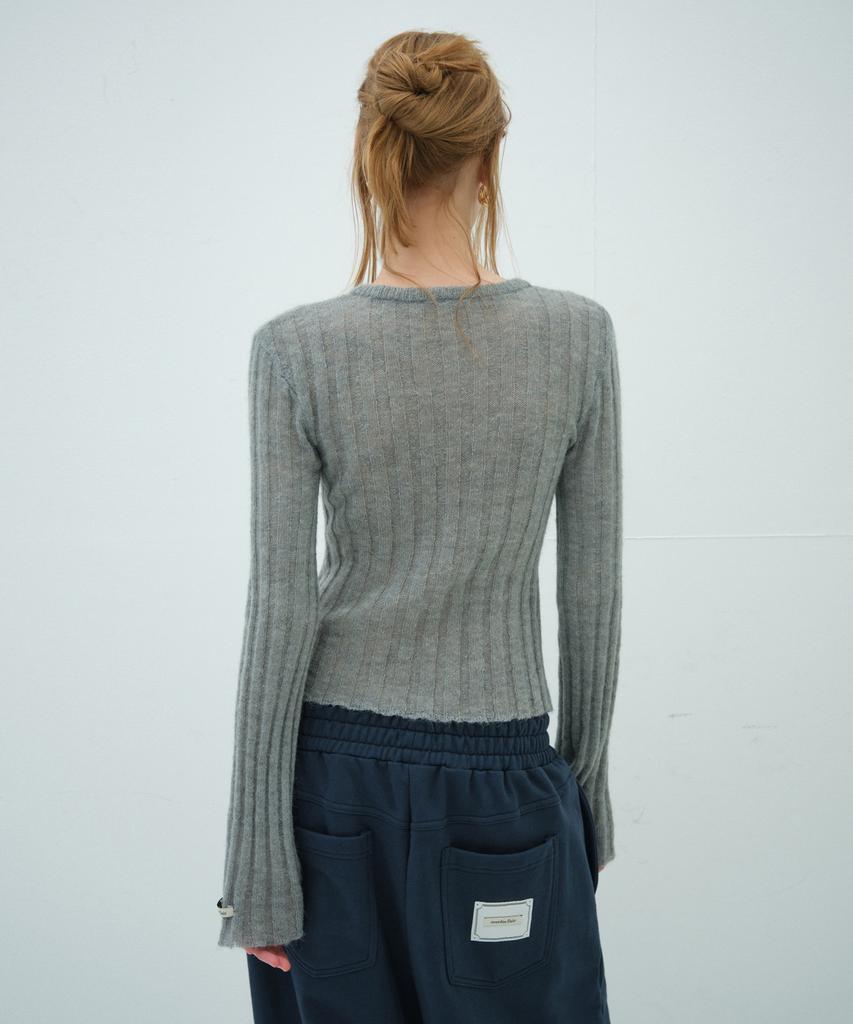 Obeodyupeulleeo Kid Mohair Flared Sleeve Knit_Grey