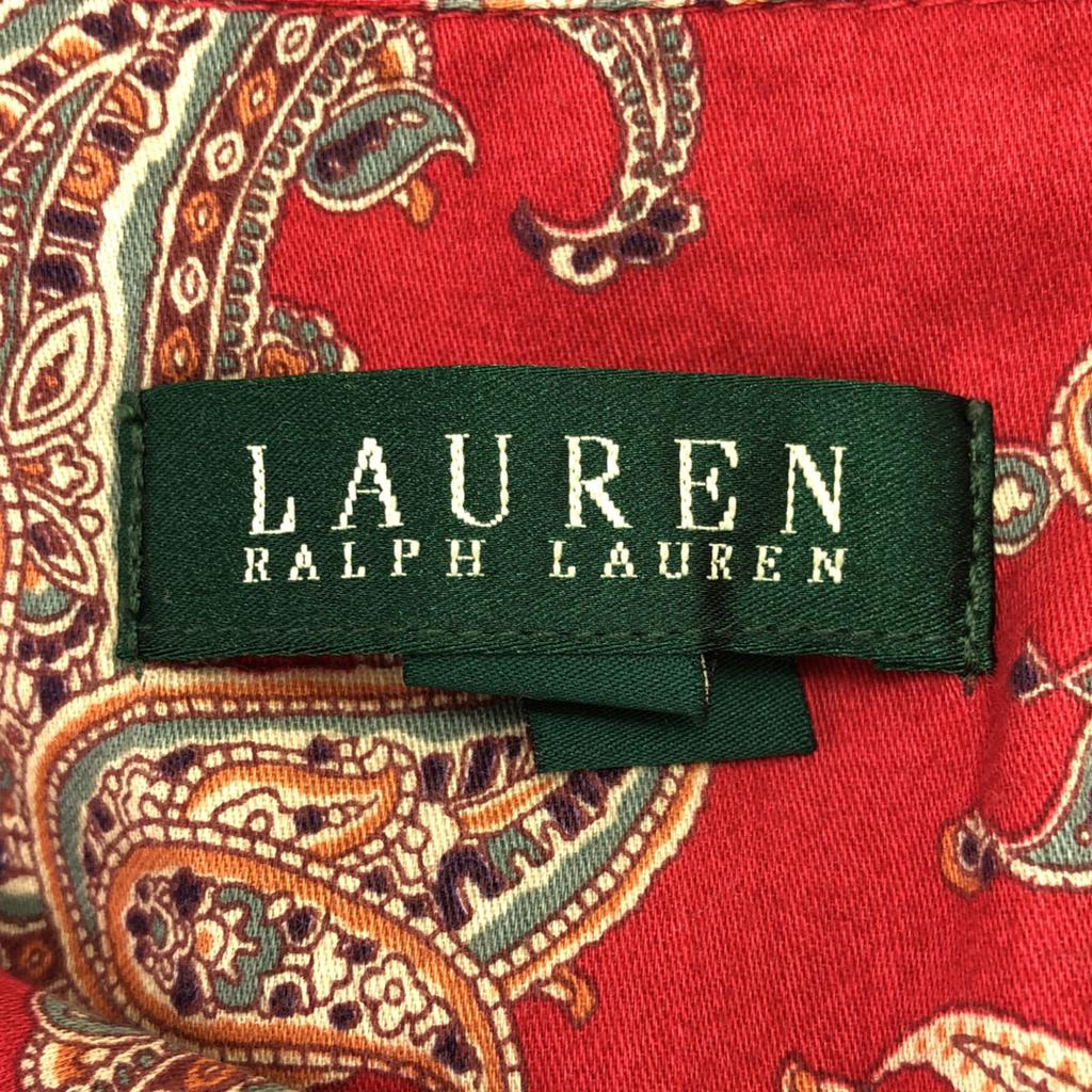 Lauren Ralph Lauren Paisley Pattern Logo Embroidery Long Sleeve Cotton Shirt Women Used