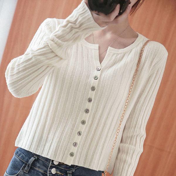 Spring and Autumn Female Cardigan Sweater Gentle Wind Thin Outer Long-sleeved Knitted Cardigan