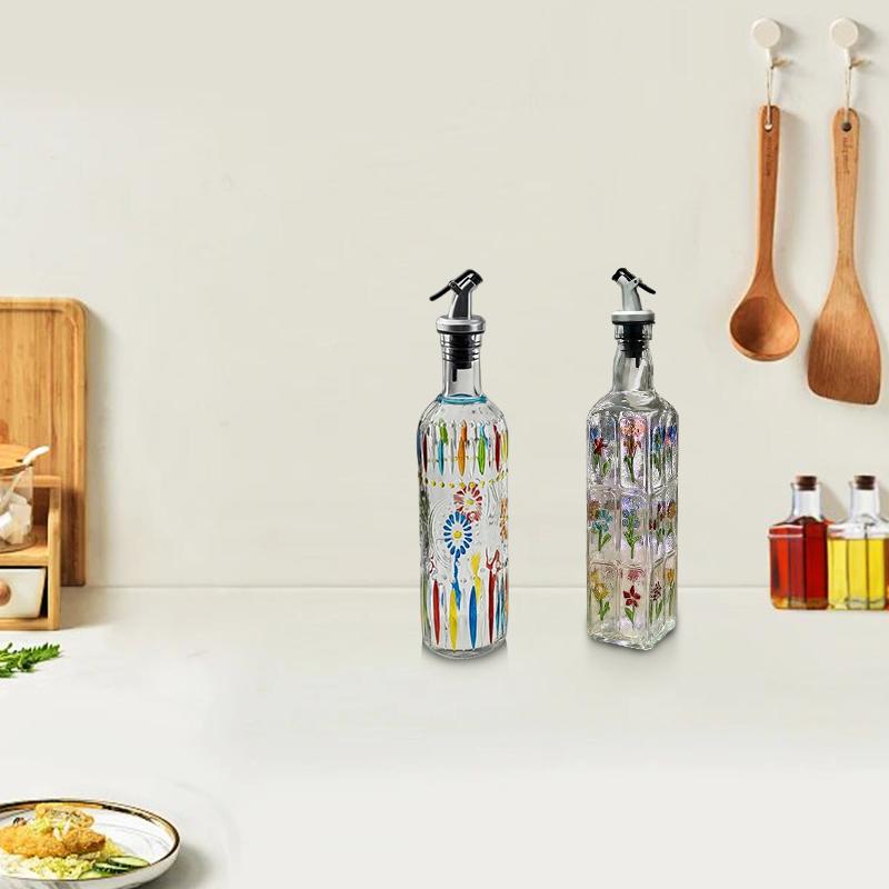 1PC Bottled Bottle Kitchen Supplies Soy Sauce Vinegar Bottle Home Decoration Hand-painted Oil Bottle Round 30x5.5cm