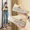 Platform canvas shoes spring and summer new small height-increasing lace-up low-top board shoes