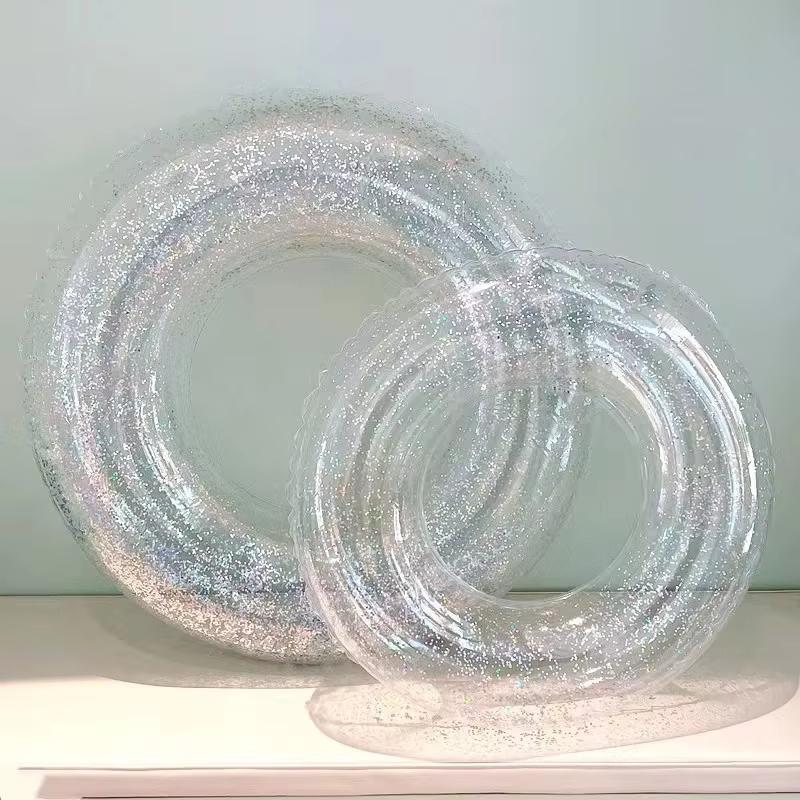 Swimming Ring Summer Inflatable Transparent Sequin For Adults And Children Inflatable Pool Men And Women Water Play Accessories