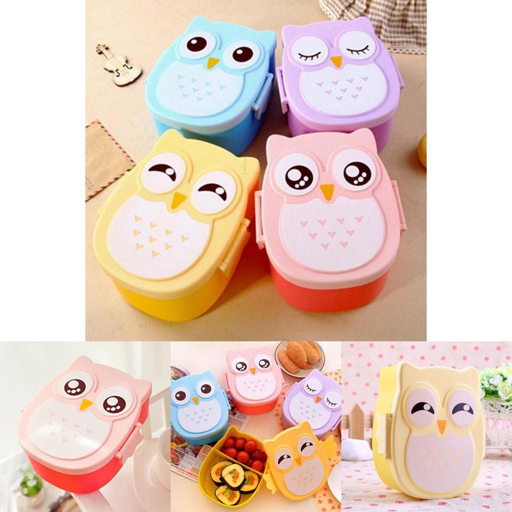 Adorable Owl Design Kids Bento Box With Premium Quality Materials And Utensils Included