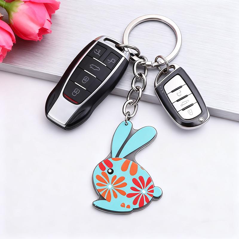 WTEMPO Spring Party Easter Rabbit Ear Easter Egg Keychains Kit Bags Pendant Keychains Car Key Door Key Decorations DIY Keychain Crafts Making Supplies