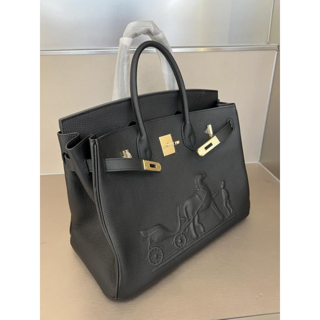 2026 New TOGO Leather Pressed Convex Mark Carriage Platinum Bag Genuine Leather Women's Bag First Layer Cowhide European and American Hand Bag