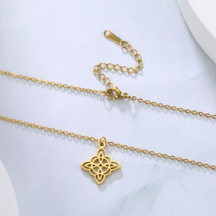 Celtic-Knot Pendant Clavicle Chain Unique Witch Knot Necklace for Women Birthday