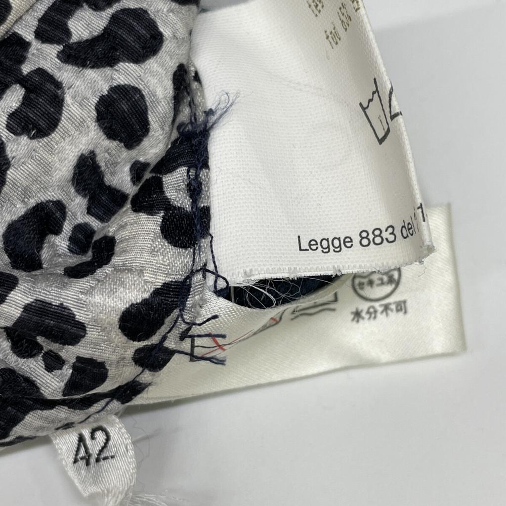 Herno 233113 Navy X White Leopard Print Hoodie, Reversible with Padded Lining Coat 42 Navy X off-whiteUsed