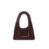 Retro rivet single shoulder armpit bag fashion locomotive bag oil wax leather simple wind large capacity tote handbag