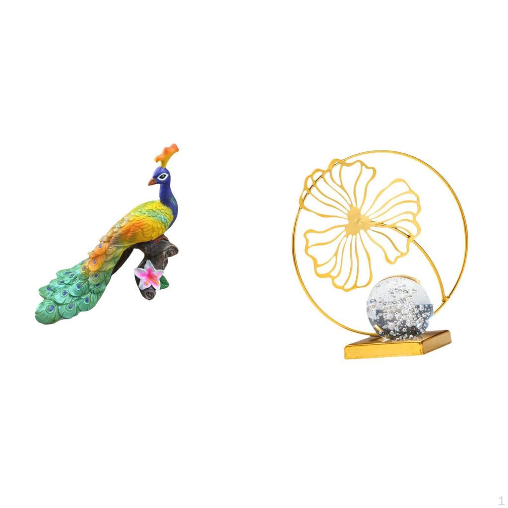 Peacock Sculpture Figurine Decorative Ornament Crafts Statue for Home Garden Yard Bookshelf Office