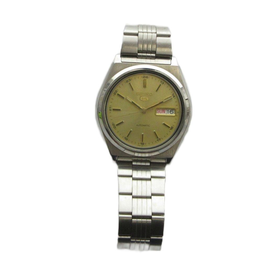 SEIKO 5 Automatic Watch with Calendar Open Silver Tone 7S26-0570 (Day/Date), Caseback, Bracelet, GY11 /MQ Men's