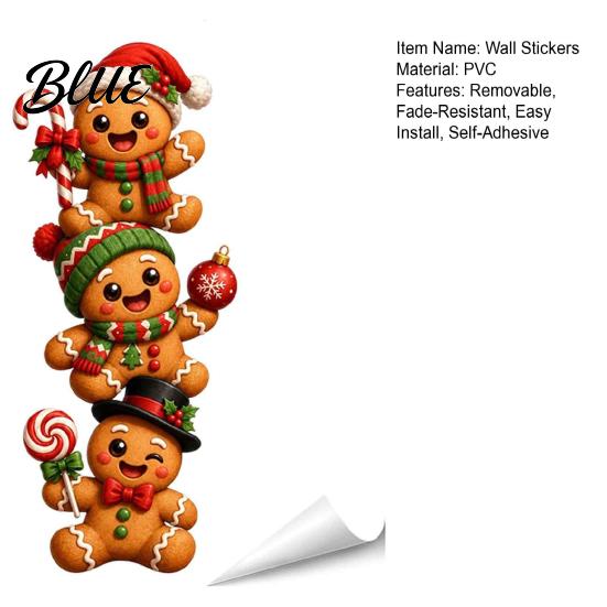 Holiday Interior Ornaments 3D Christmas Wall Stickers Self‑Adhesive PVC Decals Reindeer Santa Claus Decor Gingerbread Snowman Xmas for Bedroom