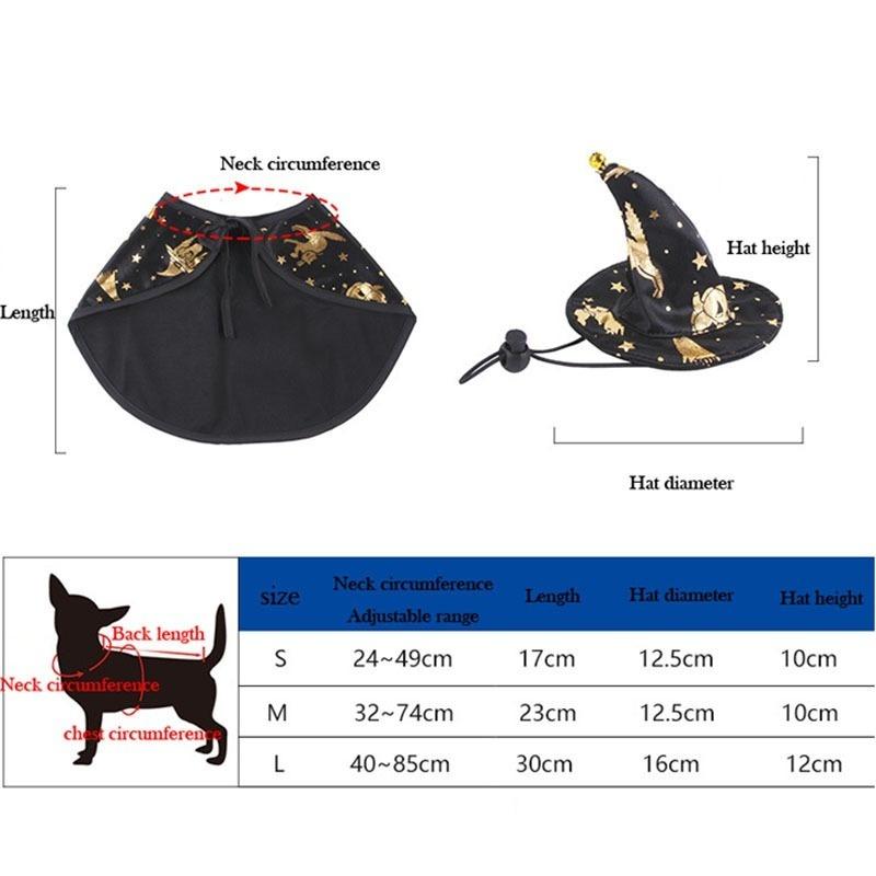 Pet Halloween Costume Cape And Wizard Hat for Small Medium Kitten Outfit Cosplay Decoration Party Costumes Pet Product