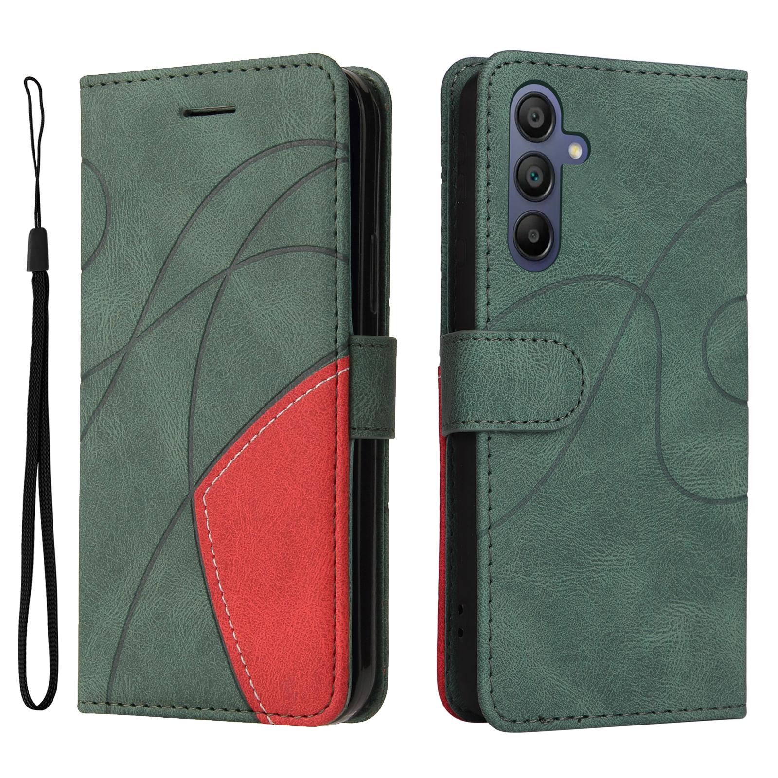 

Для Samsung Galaxy A17/A26 5G/A16 5G/A16 4G Кожаный чехол-кошелек с подставкой, двухцветный чехол для телефона Green